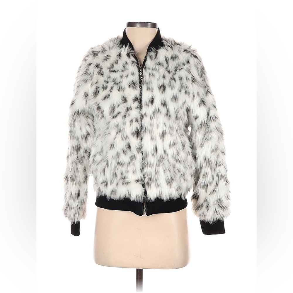 Black and White Faux Fur  Coat